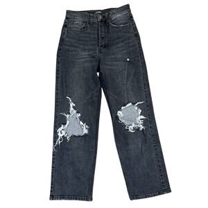 Wild Fable Highest Rise Straight Distressed Black Jeans‎ Button Fly Women's 2